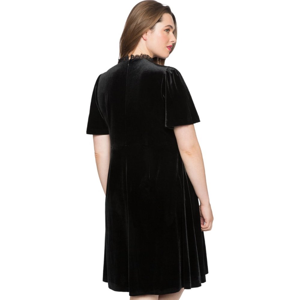 Eloquii Studio Velvet and Lace Flared Party Dress, Plus Size 18 - Picture 3 of 11